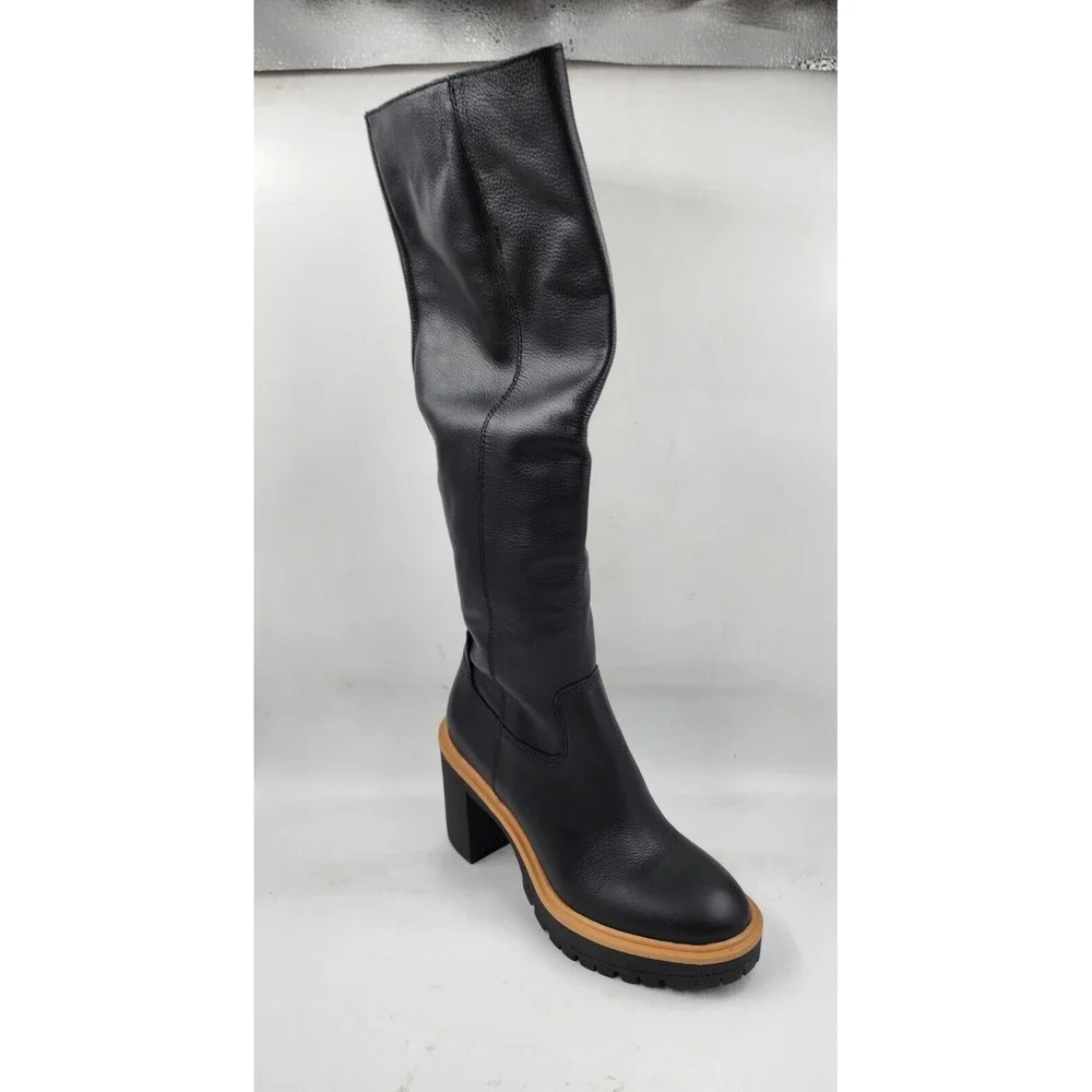 Dolce Vita Corry H2O Tall Leather Knee-High Boots Women's 8 Onyx Leather Zip - Picture 13 of 15